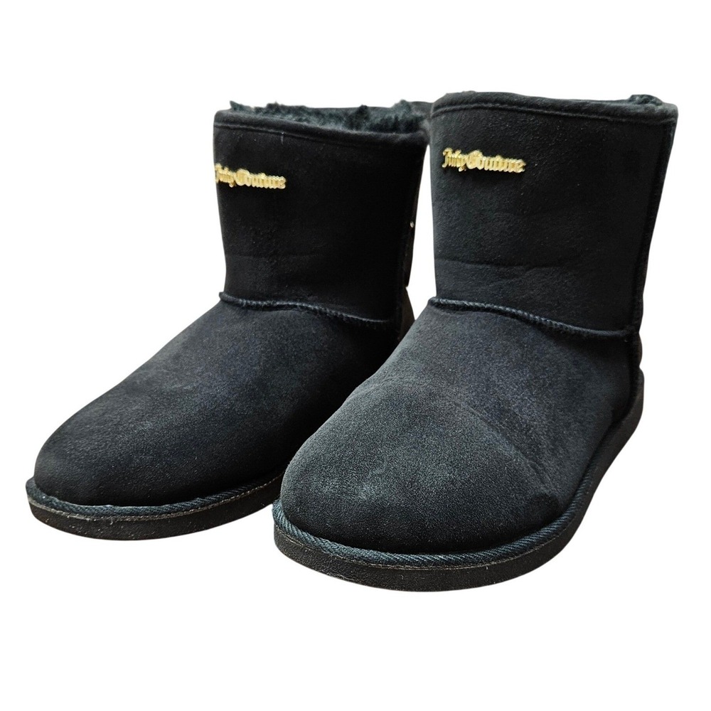 Juicy Couture JC-Kingle Ankle‎ Boot Women 8 Black McBling Faux Fur Lining Y2K